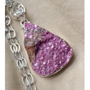 750 collier agate druzzy rose, argent sterling